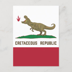 Kalifornien Flagga T-rex Dinosaur Vykort