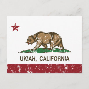 Kalifornien Flagga Ukiah Vykort