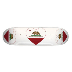 Kalifornien flaggaSan Francisco hjärta Old School Skateboard Bräda 18 Cm