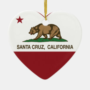Kalifornien flaggaSanta Cruz hjärta Julgransprydnad Keramik