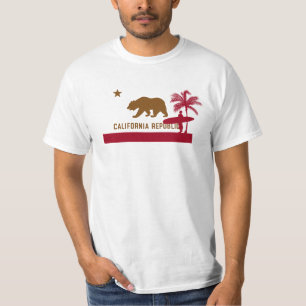 Kalifornien flaggaT-tröja - surfare på strand Tee Shirt