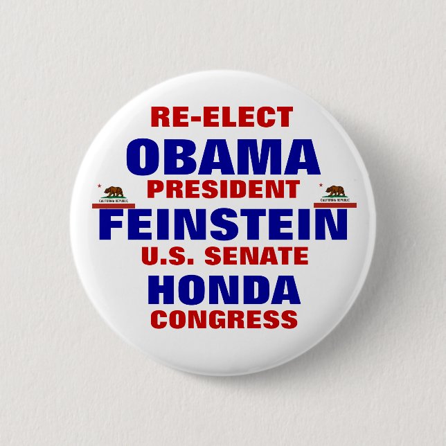 Kalifornien för Obama Feinstein Honda Knapp (Framsida)