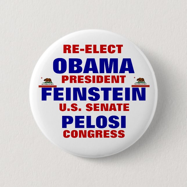Kalifornien för Obama Feinstein Pelosi Knapp (Framsida)