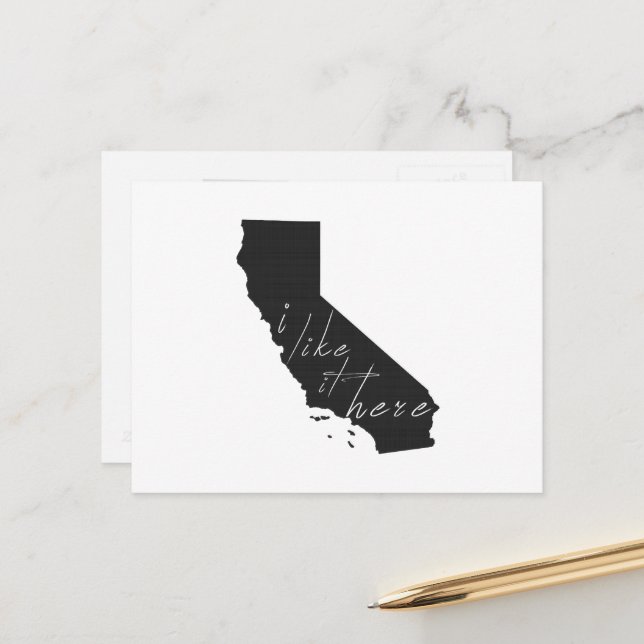 Kalifornien gillar det här State Shaped Chalkboard Vykort (Fram/Back In Situ)