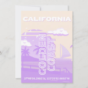 Kalifornien, Golden Kusten, Travel Art, Preppy Julkort