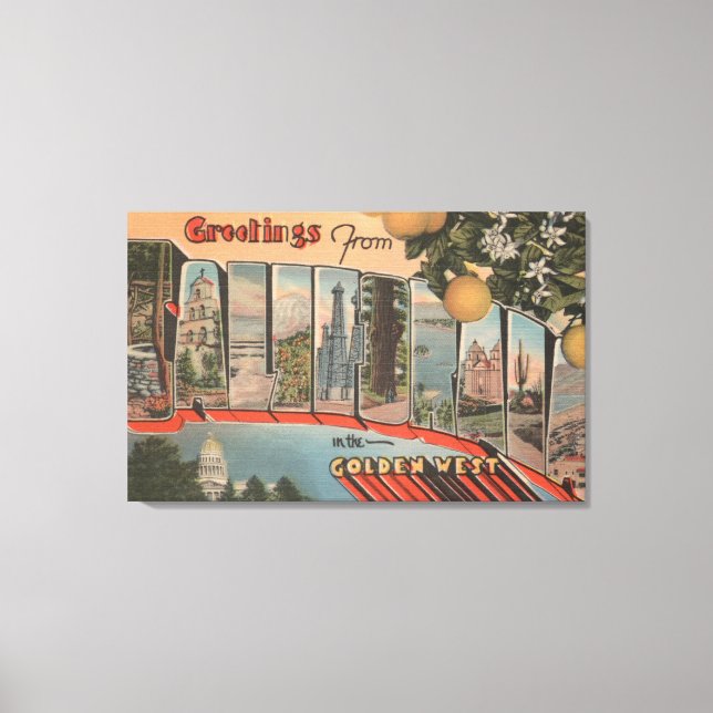 Kalifornien (Golden Väster)Stora Brev Scenes Canvastryck (Framsida)