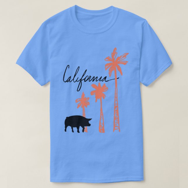 Kalifornien Grisar Hogs och Handflatan Träd Premiu T Shirt (Design framsida)
