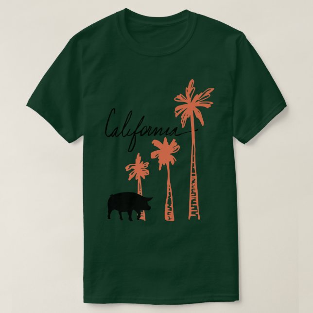 Kalifornien Grisar Hogs och Handflatan Träd Premiu T Shirt (Design framsida)