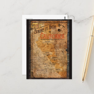 Kalifornien Guld Rush Poster Vykort