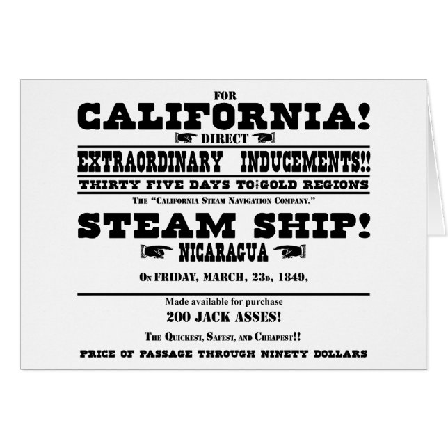 Kalifornien guldrusch hälsningskort (Framsidan Horizontal)