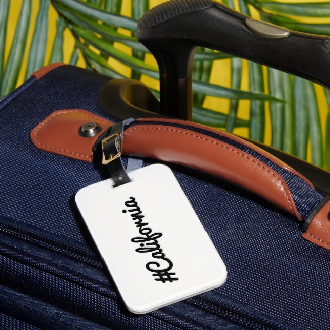 Kalifornien Hashtag - Minimalistisk resa Bagagebricka (Framsida Insitu 1)