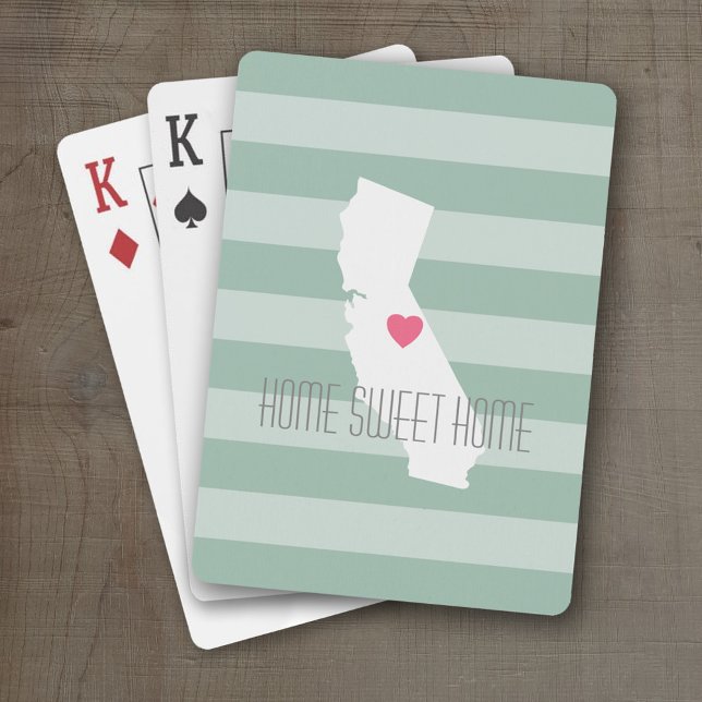 Kalifornien Home State Kärlek med Anpassningsbar H Casinokort (Personalized Playing Cards with a State Map, Movable Heart and Name)
