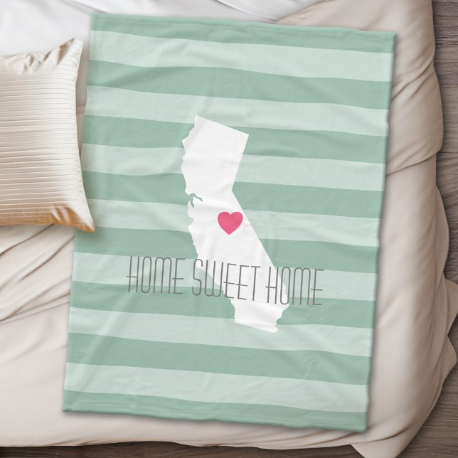 Kalifornien Home State Kärlek med Anpassningsbar H Fleecefilt (California Personalized Fleece Blanket)