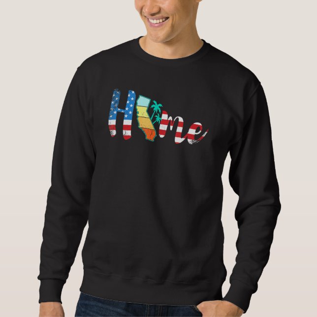 Kalifornien Home State Pride Karta Usa Lång Ärmad Tröja (Framsida)