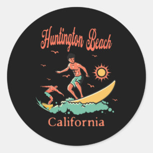 Kalifornien Huntington Beach Ca Surfare Surfing Fi Runt Klistermärke