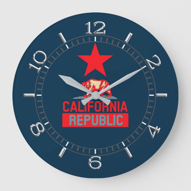 Kalifornien i Red and Blue Stil Dial Stor Klocka (Framsida)