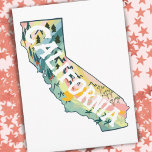 Kalifornien Illustrated Karta Vykort<br><div class="desc">Kolla in det här färgfulla tillståndet karta teckning. Besök min butik för mer stater och fler matchande artiklar!</div>