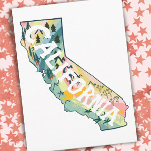 Kalifornien Illustrated Karta Vykort