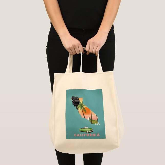 Kalifornien illustrerade poster karta tygkasse (Framsida (produkt))