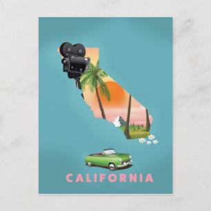 Kalifornien illustrerade poster karta vykort