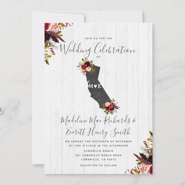 Kalifornien - inbjudan till destinationsbröllop (Framsida)