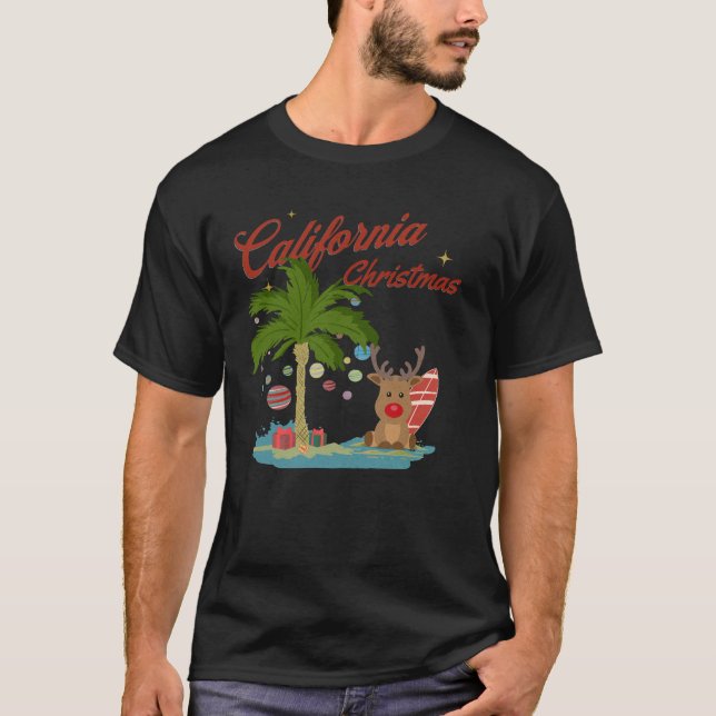Kalifornien, Jul Handflatan, Träd och rener T Shirt (Framsida)