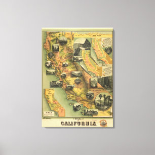Kalifornien karta canvastryck