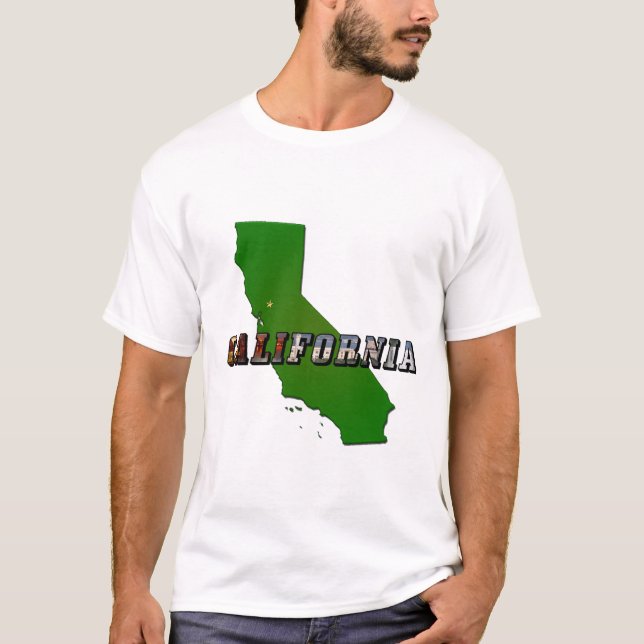 Kalifornien Karta och Bild T Shirt (Framsida)