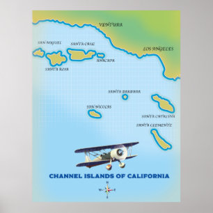 Kalifornien-karta Poster