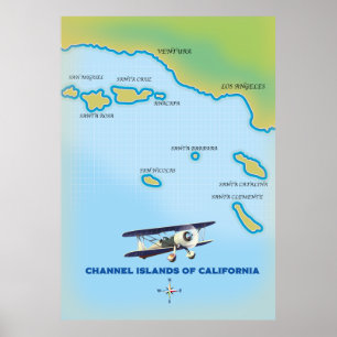 Kalifornien-karta Poster