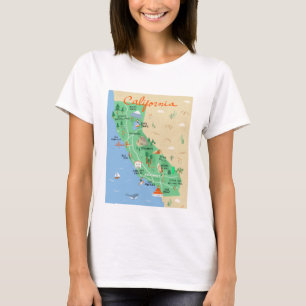 Kalifornien Karta Shirt T