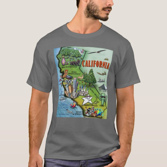 Kalifornien karta t shirt (Framsida)