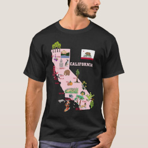 Kalifornien karta USA:s turiststäder attraktion fl T Shirt