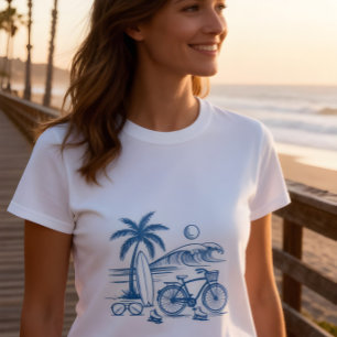 Kalifornien Kust Sommar -blå- T Shirt