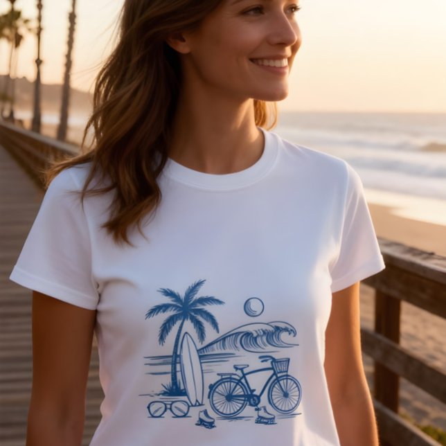Kalifornien Kust Sommar -blå- T Shirt (Skapare uppladdad)
