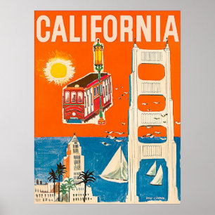 Kalifornien kusten, attraktion, vintage poster