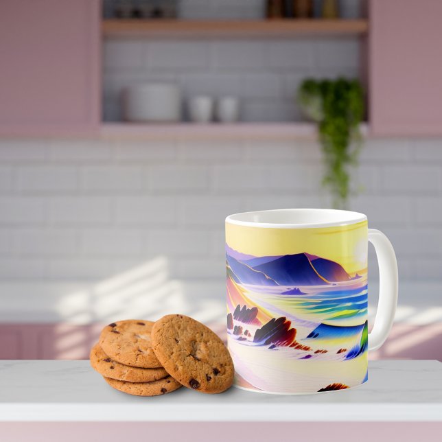 Kalifornien Kusten Sunset Watercolor Kaffemugg (Skapare uppladdad)