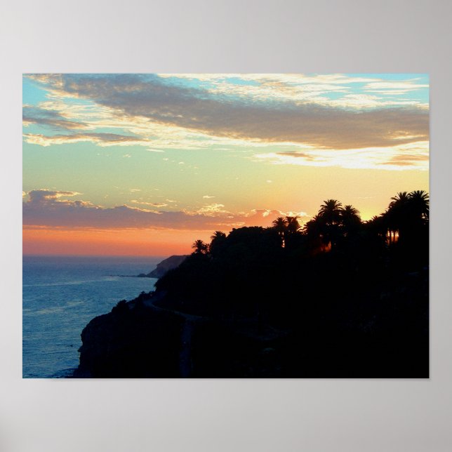 Kalifornien Kusten vid Sunset San Pedro Royal Hand Poster (Framsidan)