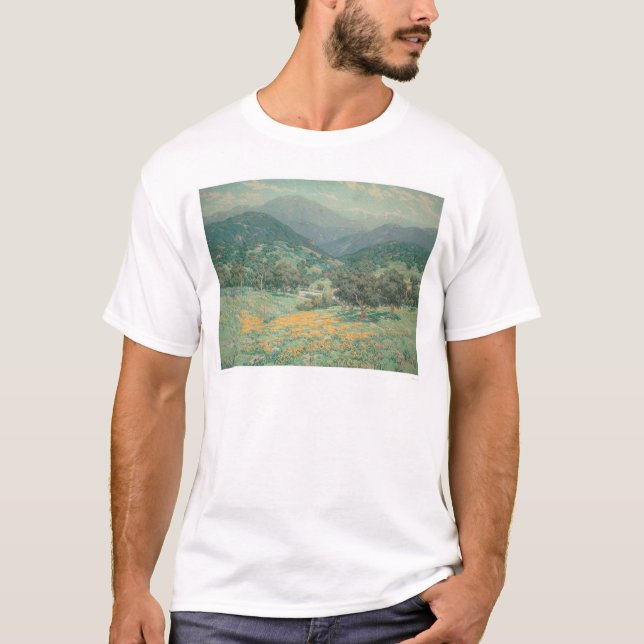 Kalifornien landskap med vallmor (1213) tee shirt (Framsida)