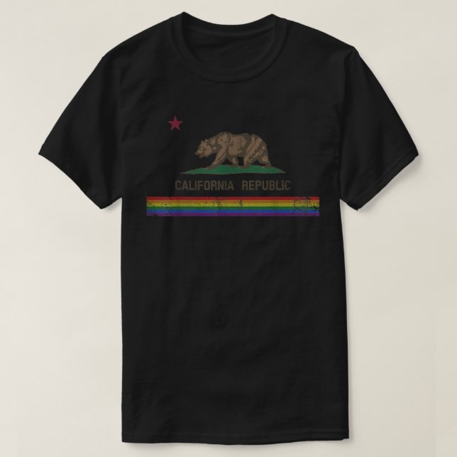 Kalifornien LGBT Gay pride Flagga T Shirt (Design framsida)