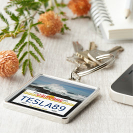 Kalifornien licens fyrkantig silverfärgad nyckelring