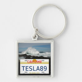 Kalifornien licens fyrkantig silverfärgad nyckelring