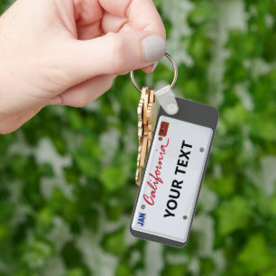 Kalifornien LicensePlate med din text Nyckelring