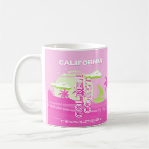 Kalifornien, Los Angeles, Travel Art, Preppy, Rosa Kaffemugg