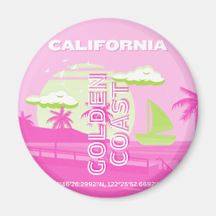 Kalifornien, Los Angeles, Travel Art, Preppy, Rosa Magnet
