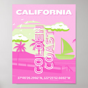 Kalifornien, Los Angeles, Travel Art, Preppy, Rosa Poster