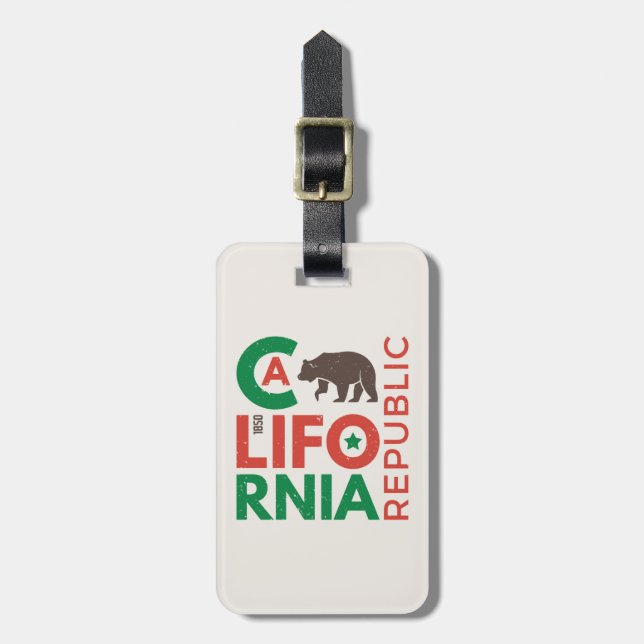 Kalifornien med Grizzly Bear Logotyp Bagagebricka (Vertikal Framsida)
