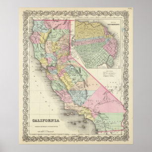Kalifornien med San Francisco Poster