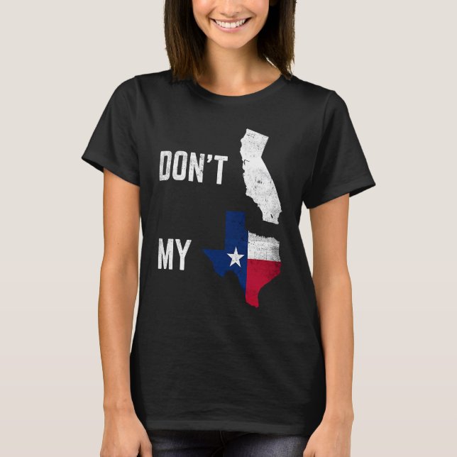 Kalifornien - mitt Texas-Flagga-kort Distress Vin T Shirt (Framsida)