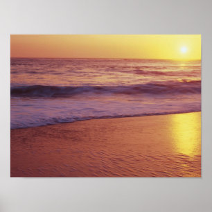 Kalifornien, nära Santa Cruz, Utsikt över strand v Poster